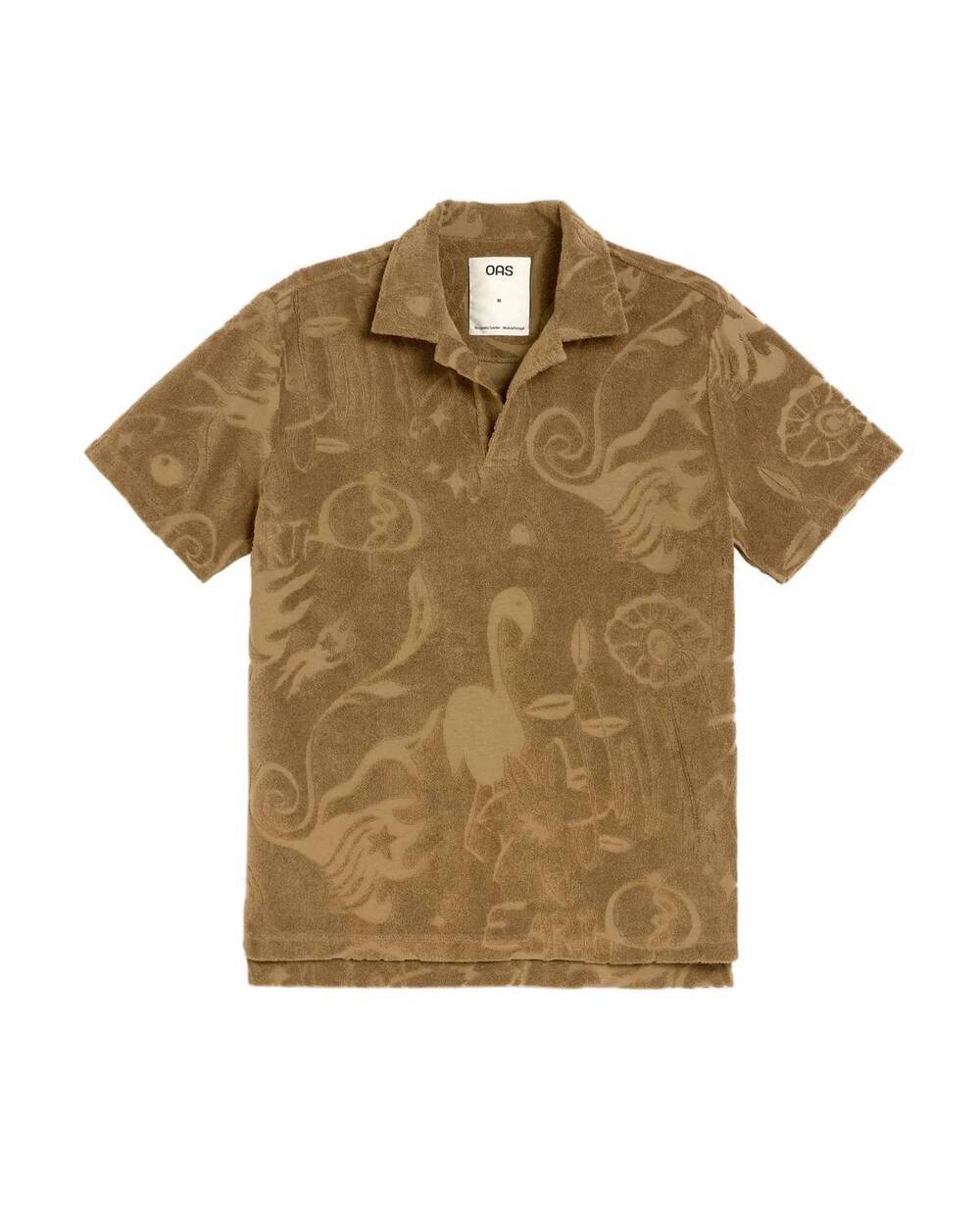 NEW OAS men's wendolo short sleeve polo shirt in light brown